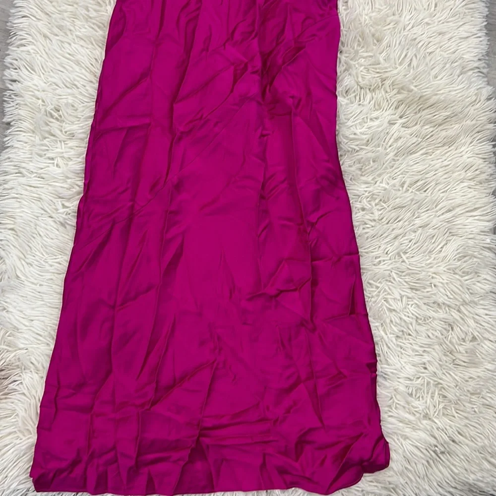 Amanda Uprichard Shiran Strapless Midi Dress in Magenta silk - Picture 8 of 8